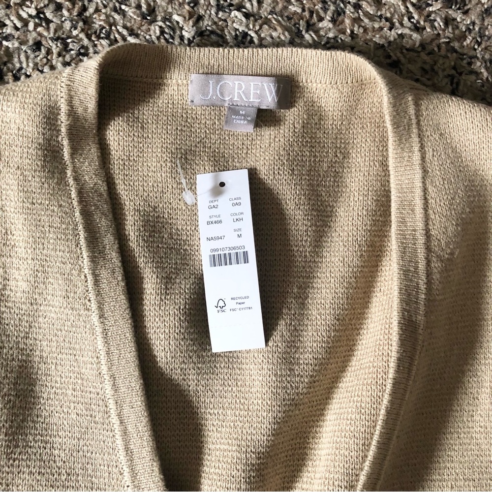 NWT J. Crew long v neck sweater light khaki neutral sz Medium - Picture 6 of 16